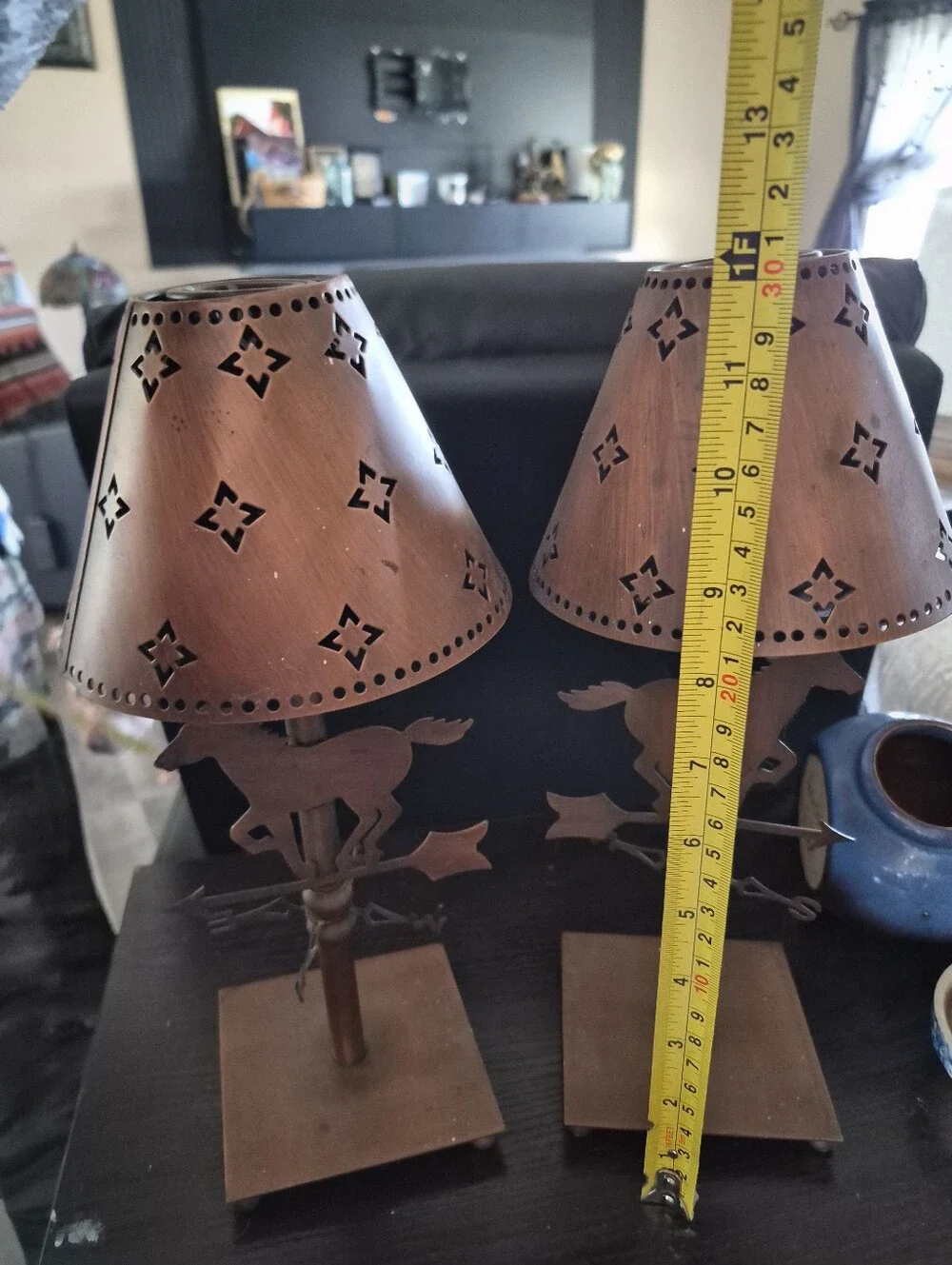 Rust Brown Horse Weathervane Accent Table Lamp - Rustic Home Accents